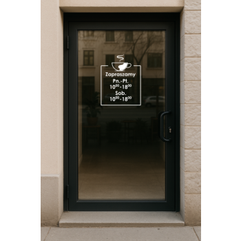 Naklejka z godzinami otwarcia- Kawka